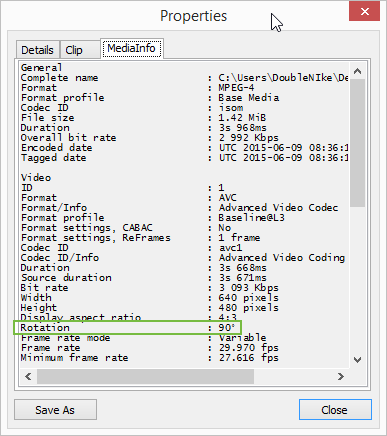 Rotation metadata as shown by Media Player Classic