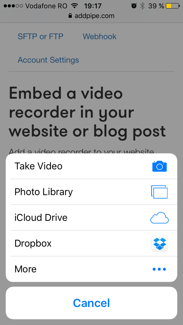 iOS 9 introduces new sources for HTML5's Media Capture