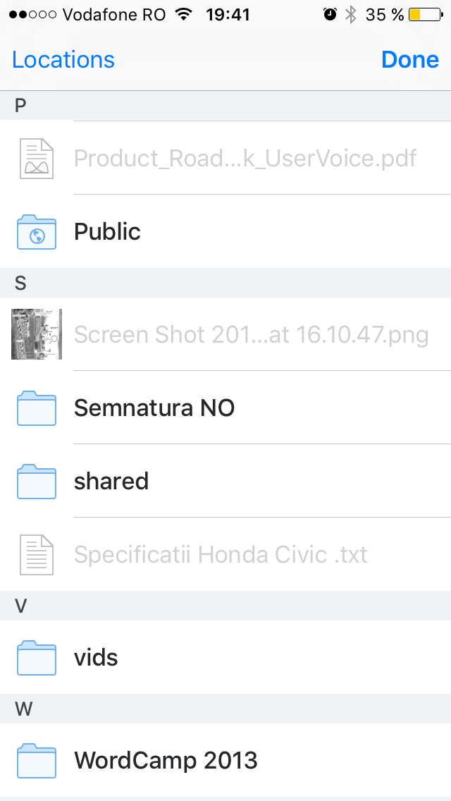 Folders and files in Dropbox