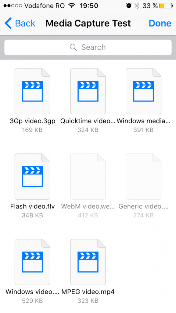 iCloud folder with different types of videos