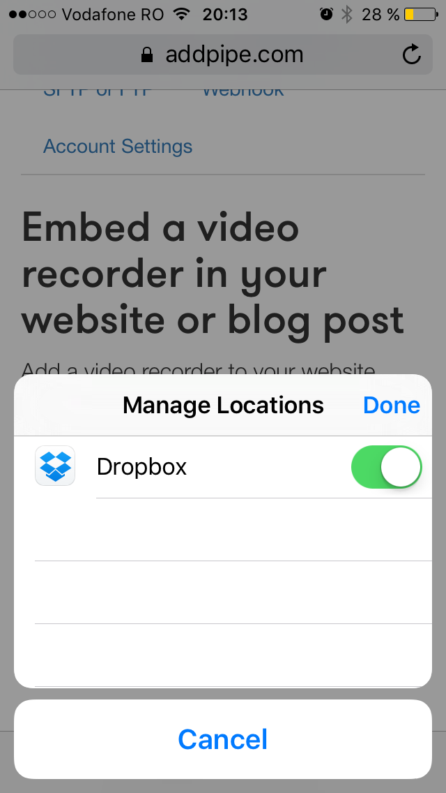 Selecting other sources for videos in Safari's media Capture Prompt on iOS 9