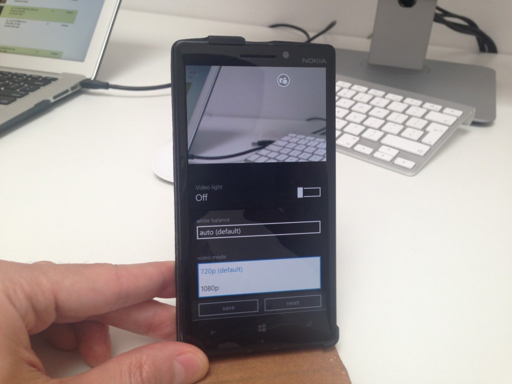 720p and 1080p video recording options on the Lumia 930 when using HTML Media Capture