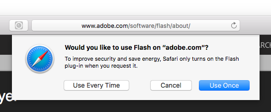 Allowing Flash to run on a website in Safari