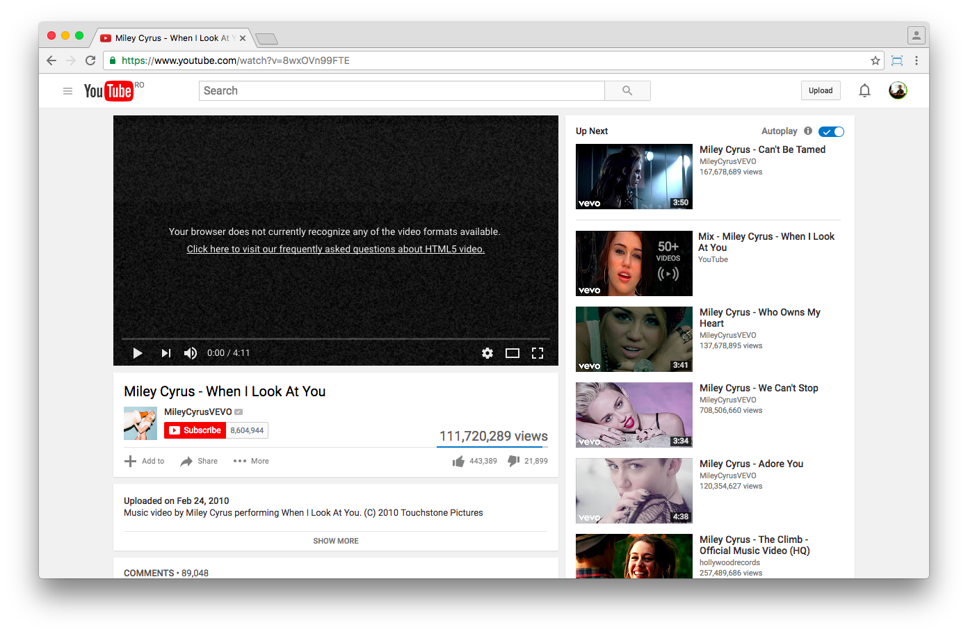 DRM'ed YouTube videos have no HTML fallback yet