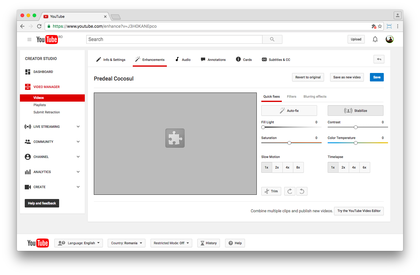 YouTube's Video editor uses Flash