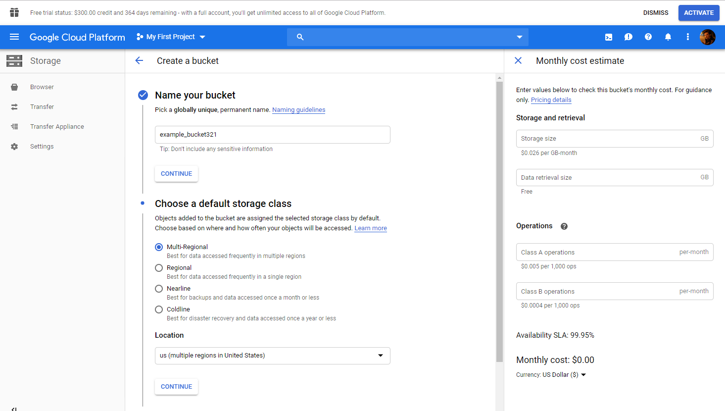 is google cloud storage free