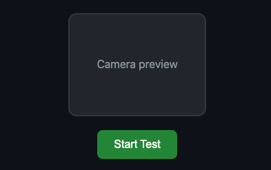 The webcam test library in dark theme