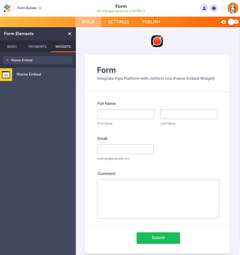 Add the Iframe Embed Widget