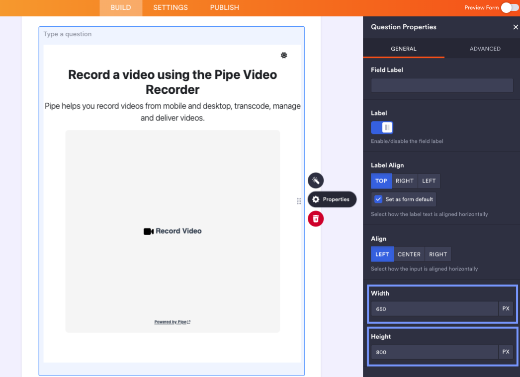 Adjust the Iframe Widget Width and Height in Jotform
