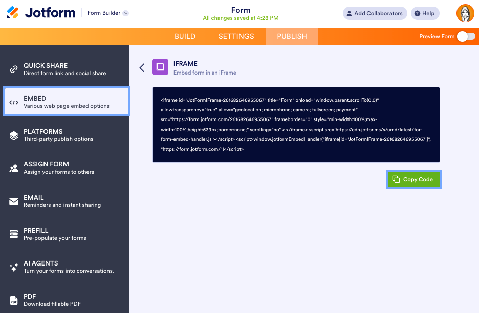 Publish and Share Your Form