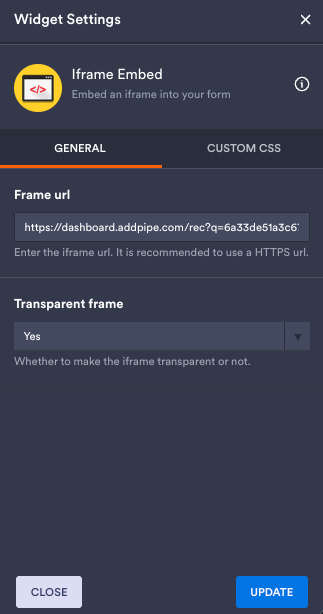 Widget Settings