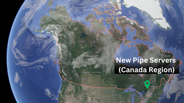 Globe showing Canada and the area where the new Canada region is located