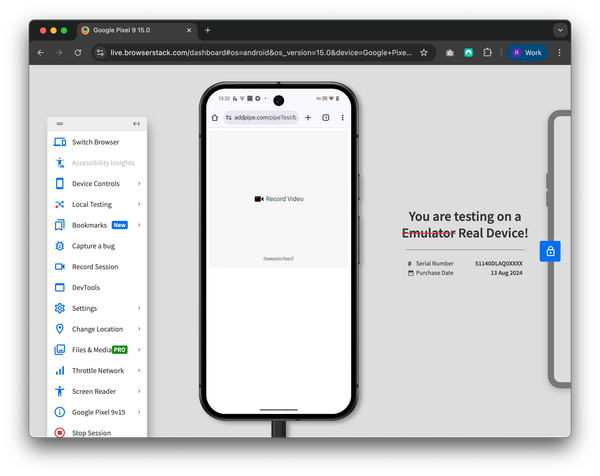 Camera & Microphone Testing Using BrowserStack